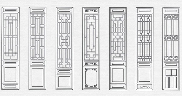 长白常用中式仿古花窗图案隔断设计图